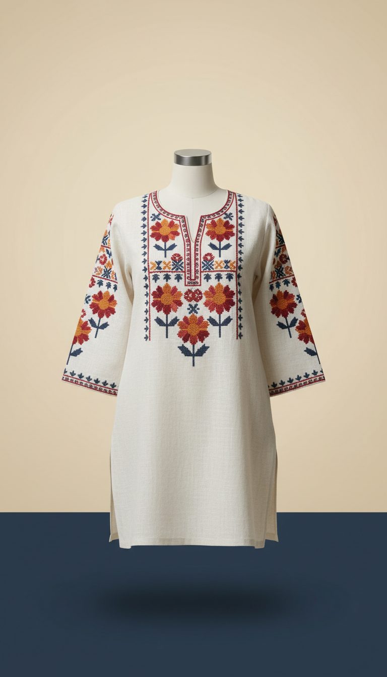 Embroidered Marigold Cotton Tunic